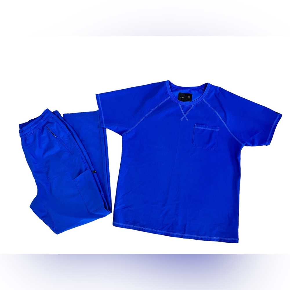 Jaanuu Men’s Scrub Set, Blue. Large